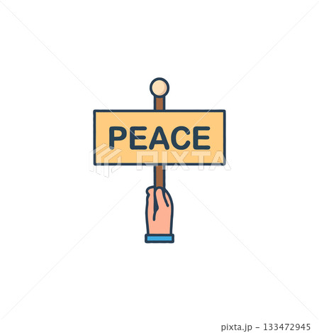 Symbolic hand holding peace sign illustration promoting harmony and nonviolence as message against Symbolic hand holding peace sign illustration promoting harmony and nonviolence as message against 133472945