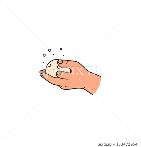 The importance of hand hygiene demonstrated by a person washing with soap and water to prevent the 133472954
