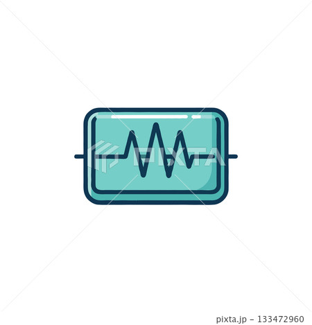 Stylized representation of an oscillating frequency wave signal concept design against a white 133472960