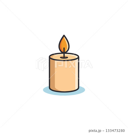 Simple candle illustration radiating soft glow enhancing peaceful warmth in minimalist setting for 133473280