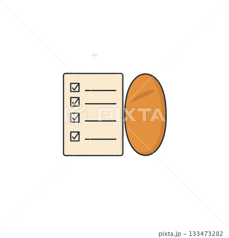 Grocery shopping list illustration with essential items a reminder of tasks needing completion for 133473282