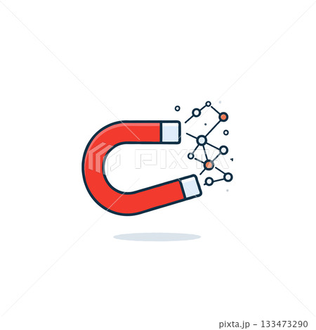Abstract representation of attraction and connection with a horseshoe magnet and molecular 133473290