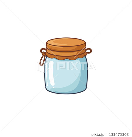 Illustration of a charming mason jar with an orange lid for culinary storage and decorative purposes Illustration of a charming mason jar with an orange lid for culinary storage and decorative purposes 133473308
