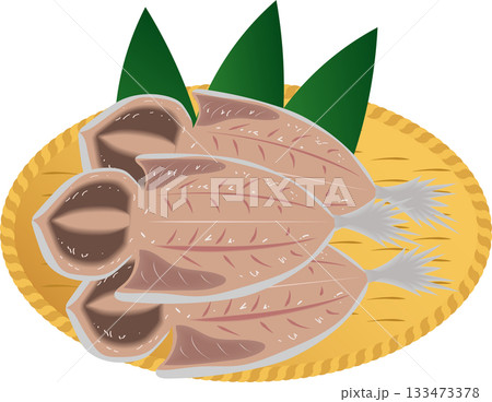 ざるにのせた干物 133473378