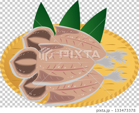 ざるにのせた干物 133473378