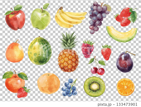 Watercolor style colorful fruit illustration set Watercolor style colorful fruit illustration set 133473901