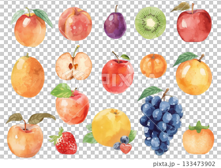 水彩風格彩色水果插畫集 133473902