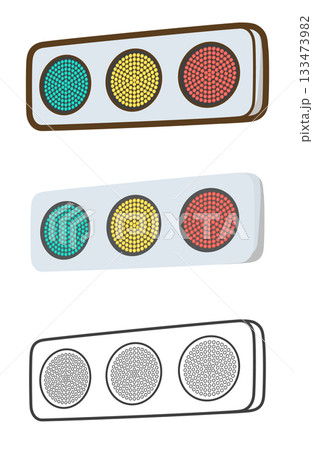 フラット型交通信号機(全点灯) フラット型交通信号機(全点灯) 133473982