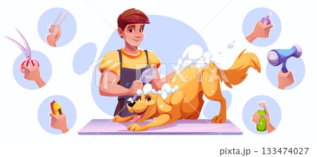 Professional pet grooming illustration Professional pet grooming illustration 133474027