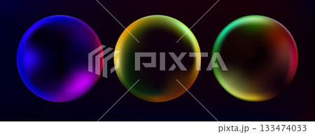 Abstract spheres set with color gradient 133474033