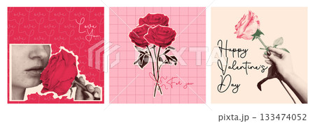Halftone valentine day love collage 133474052