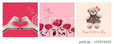 Halftone valentine day cards 133474053