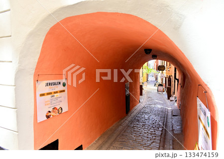 旧市街ガムラスタン トンネルをくぐる石畳の小路 133474159