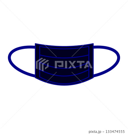 プリーツ入り不織布マスクのシンプルなイラストアイコン プリーツ入り不織布マスクのシンプルなイラストアイコン 133474555