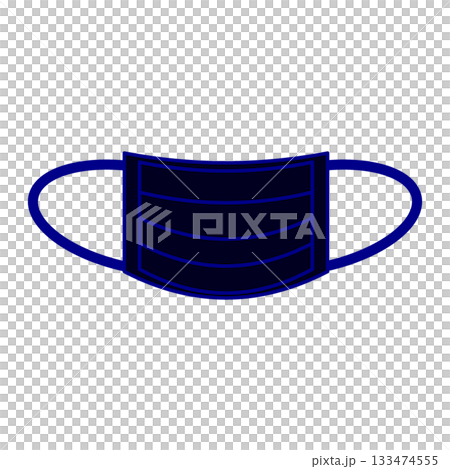 プリーツ入り不織布マスクのシンプルなイラストアイコン プリーツ入り不織布マスクのシンプルなイラストアイコン 133474555