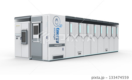 White energy storage system or battery container unit isolated White energy storage system or battery container unit isolated 133474559
