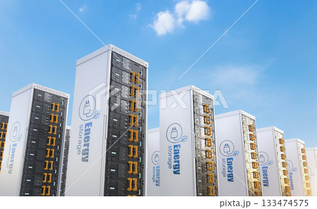 White energy storage systems with battery container units inside White energy storage systems with battery container units inside 133474575