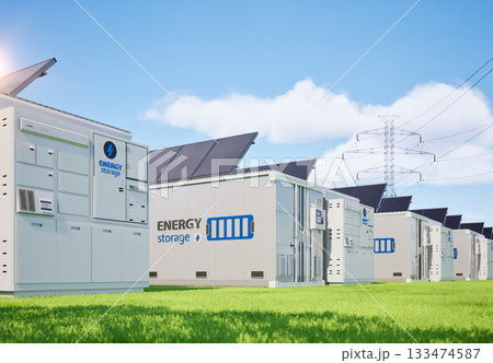 Group of energy storage systems or battery container units with various sources of energy 133474587