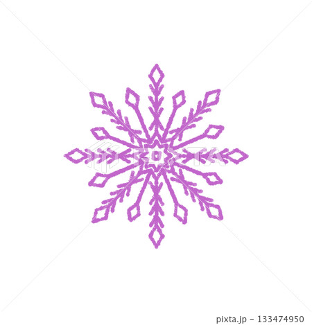 Purple chalk snowflake symbol with crystal and ice accent. Winter frost motif, cold freeze element in christmas decoration style, ideal for festive icon or holiday ornament with a unique seasonal Purple chalk snowflake symbol with crystal and ice accent. Winter frost motif, cold freeze element in christmas decoration style, ideal for festive icon or holiday ornament with a unique seasonal 133474950