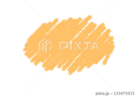 Handdrawn crayon oval box with orange scribble and text highlight. Sketch badge shape and label form blend with background as playful circle banner for creative projects. 133475015