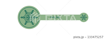 Outline snowflake ornament and green lid sticker for winter holiday. Christmas icon with decorative package, snow flake and ornament design perfect for festive decoration. Outline snowflake ornament and green lid sticker for winter holiday. Christmas icon with decorative package, snow flake and ornament design perfect for festive decoration. 133475257