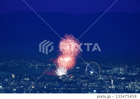 展望台から望む花火と観覧車の風景 133475459