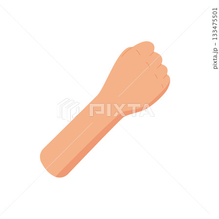 Bare human hand fist gesture in flat style sticker. Number five displayed with five fingers closed on a palm pose. Minimal and cartoon representation of a bare hand used for counting or educational Bare human hand fist gesture in flat style sticker. Number five displayed with five fingers closed on a palm pose. Minimal and cartoon representation of a bare hand used for counting or educational 133475501