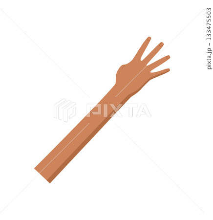 Flat style hand gesture with four raised fingers. Bare human arm with open palm, representing the number four. Counting concept, isolated design for math and body signals. Flat style hand gesture with four raised fingers. Bare human arm with open palm, representing the number four. Counting concept, isolated design for math and body signals. 133475503