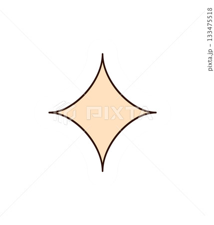 Groovy retro beige abstract sticker with funky pop symbol style. Groovy element and y2k shape add flat, modern accent as a cool and trendy patch for pop art or vintage badge decor. 133475518