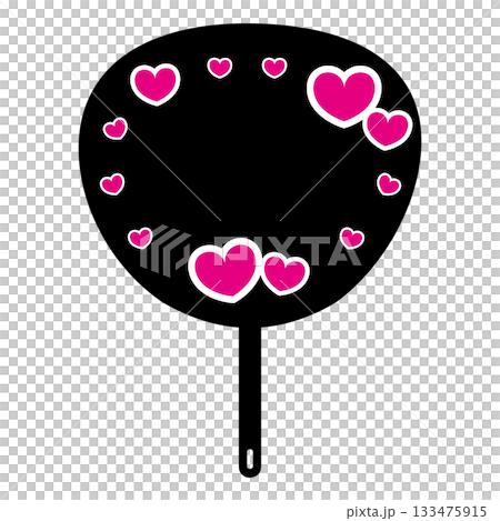 A black fan surrounded by pink hearts A black fan surrounded by pink hearts 133475915