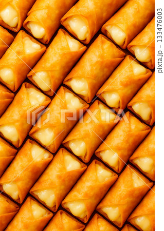 チーズ春巻きのパターン背景 133476003