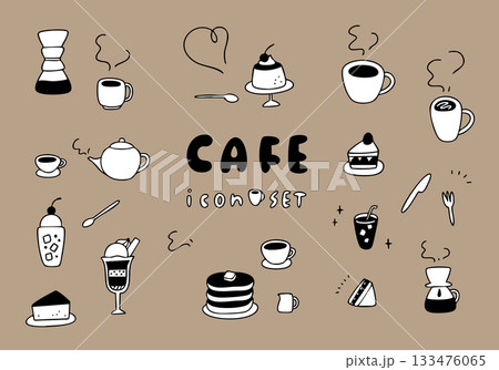 かわいいカフェのアイコンセット 133476065
