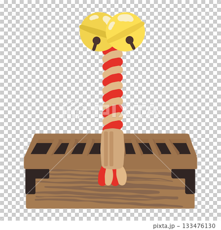 お賽銭箱（奉納）と鈴緒　イラスト 133476130