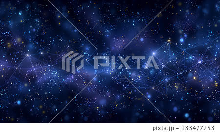 深い夜空に散らばる星々と光の軌跡 133477253