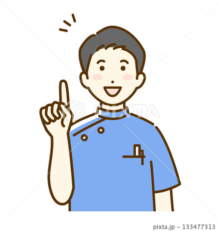 説明する医療従事者の男性のイラスト 133477313