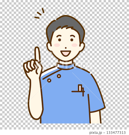 説明する医療従事者の男性のイラスト 133477313