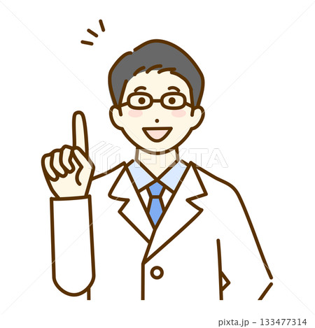説明する白衣の男性のイラスト 説明する白衣の男性のイラスト 133477314