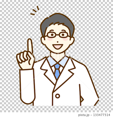 説明する白衣の男性のイラスト 説明する白衣の男性のイラスト 133477314
