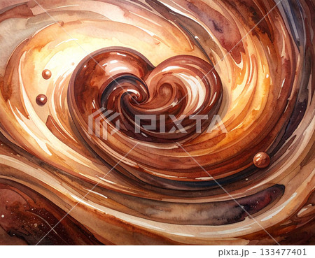 とろけるチョコレートのハートが輝く甘いバレンタインアート 133477401