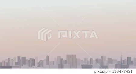 Minimalist cityscape with silhouette skyscrapers and vanilla sky background graphic illustration have blank space. 133477451