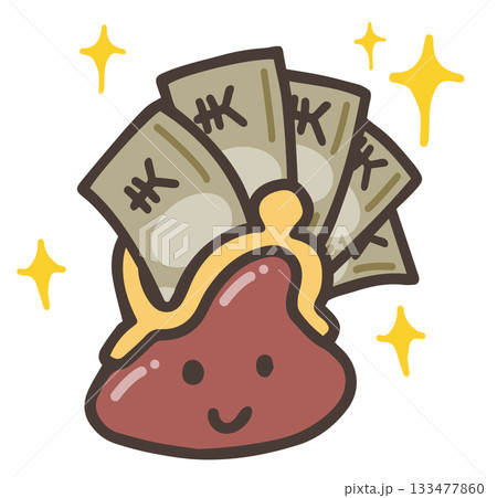 たくさんのお金が入ったお財布のイラスト。 133477860