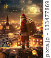 黄金の街を見下ろすサンタの後ろ姿 — Winter Santa — 133477869