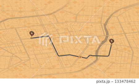 Futuristic city map with GPS navigation route. Urban landscape with path. Smart transportation and logistics concept. Vector illustration for navigation tracking 133478462