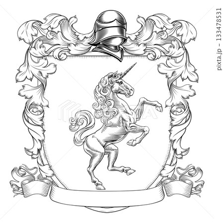 Coat of Arms Crest Unicorn Heraldry Knight Shield Coat of Arms Crest Unicorn Heraldry Knight Shield 133478531
