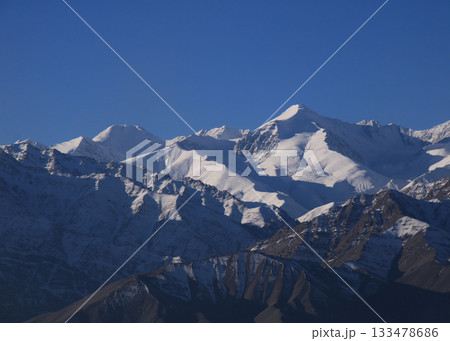 Mountain of the Zanskar Range in autumn, view from Leh, India. 133478686
