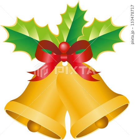 クリスマスベルとリボンと柊のイラスト素材 クリスマスベルとリボンと柊のイラスト素材 133478717