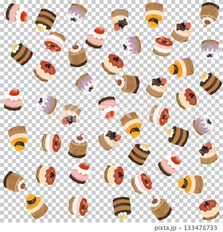 やさしいムースケーキパターン｜文具に使えるスイーツ壁紙（ベクター） 133478733