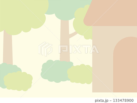 森の中に家がある背景イラスト 133478900