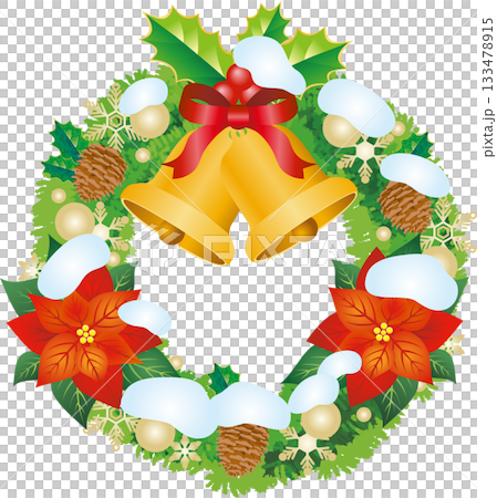 豪華で伝統的なクリスマスリース　クリスマスの飾り　フレーム素材 133478915