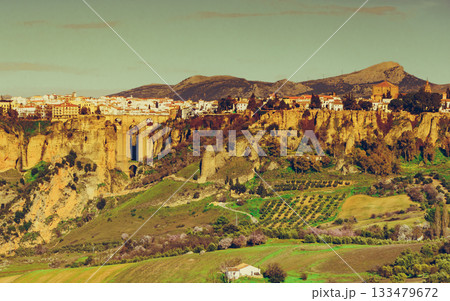 Ronda town and valley, Andalusia, Spain. 133479672